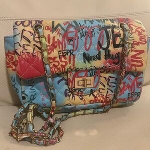 DKNY Paige Quilted Graffiti Crossbody Purse